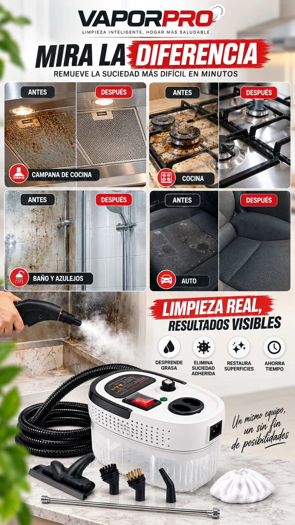 Limpiador A Vapor Presion 2500w Portatil