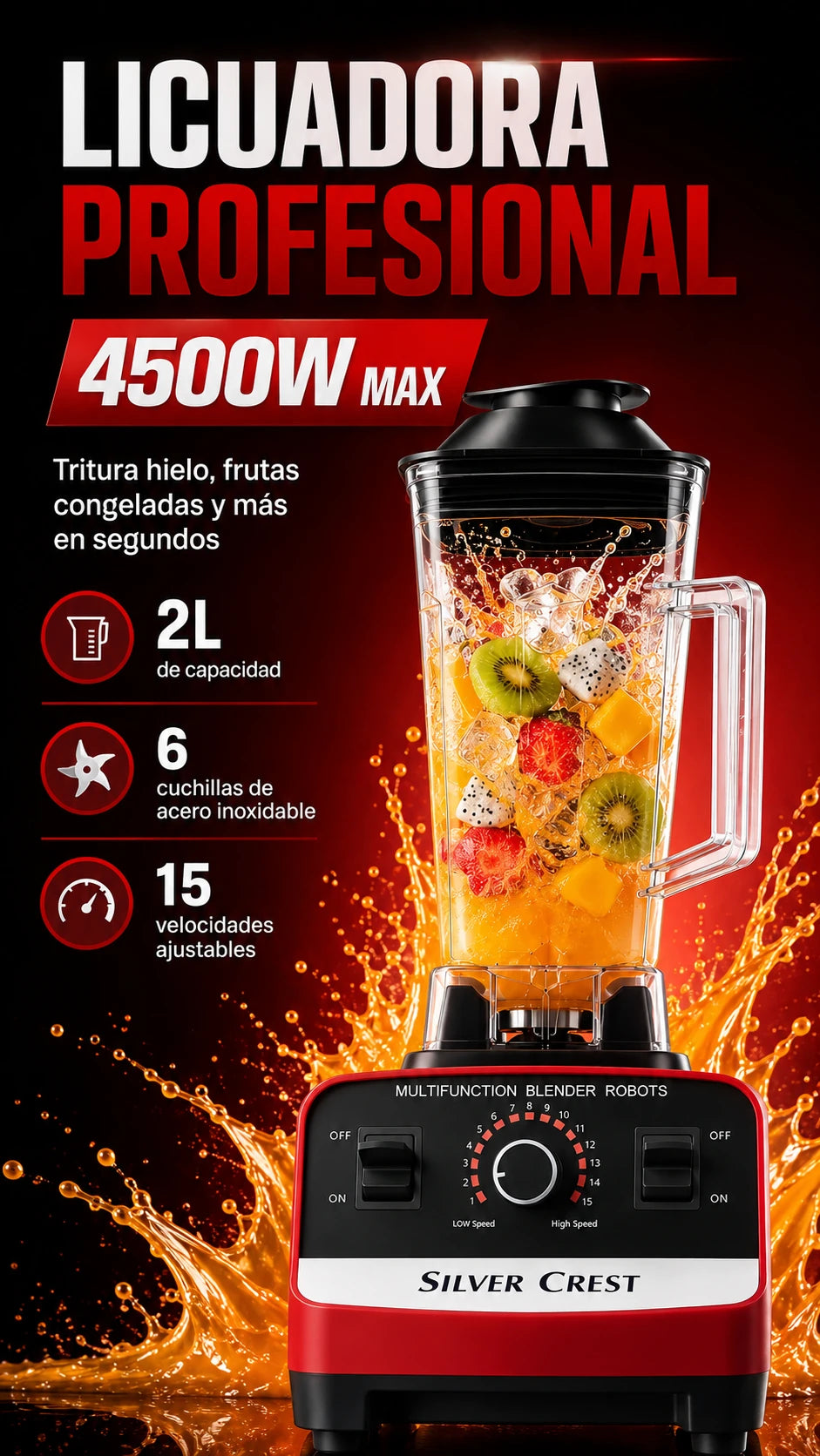 Licuadora profesional 4500W max